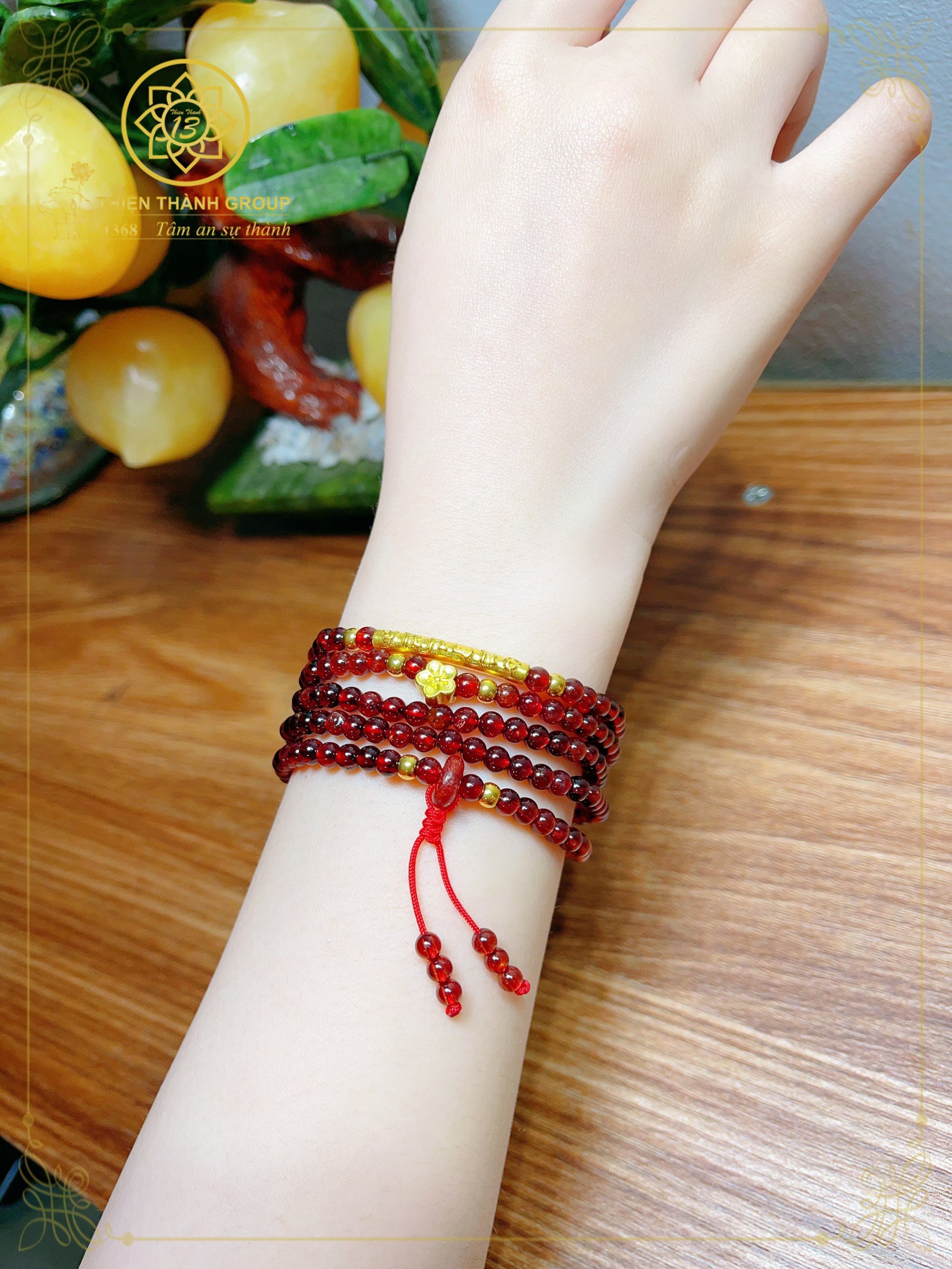 CHUỖI GARNET VIP 5 LI MIX CHARM VÀNG 24K- THIỆN THÀNH GROUP